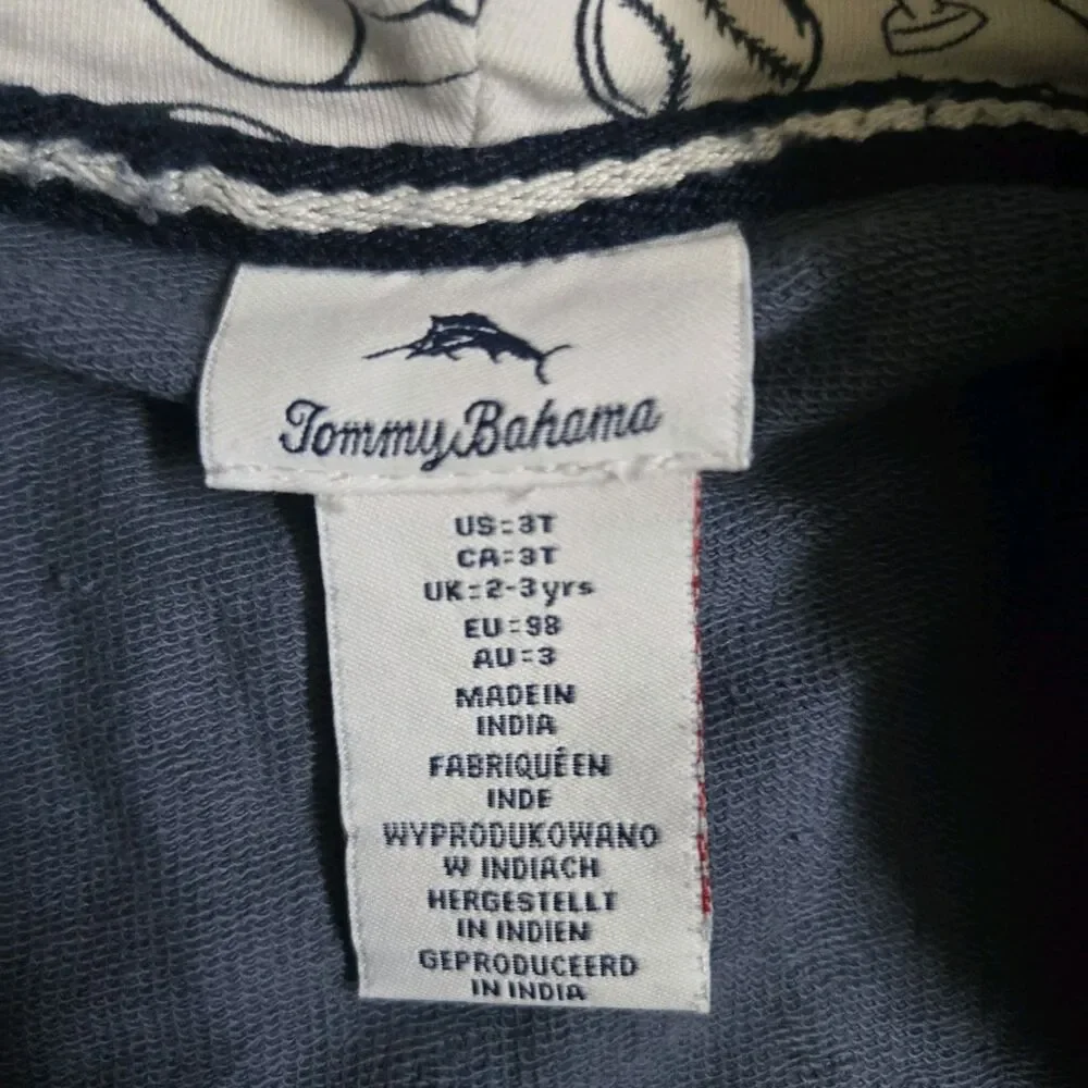 Tommy Bahama Boys 3T Blue Dinosaur Baseball Zip Up Hoodie Jacket Spikes Preowned